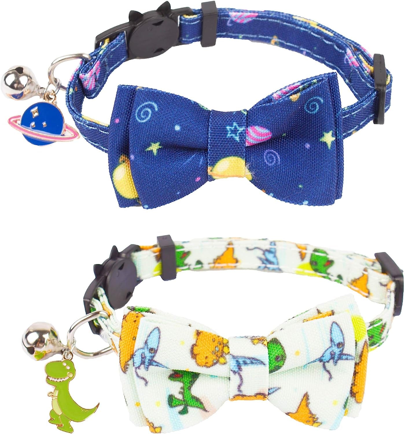 2 Pack Kitten / Cat Collar with Removable Bowtie