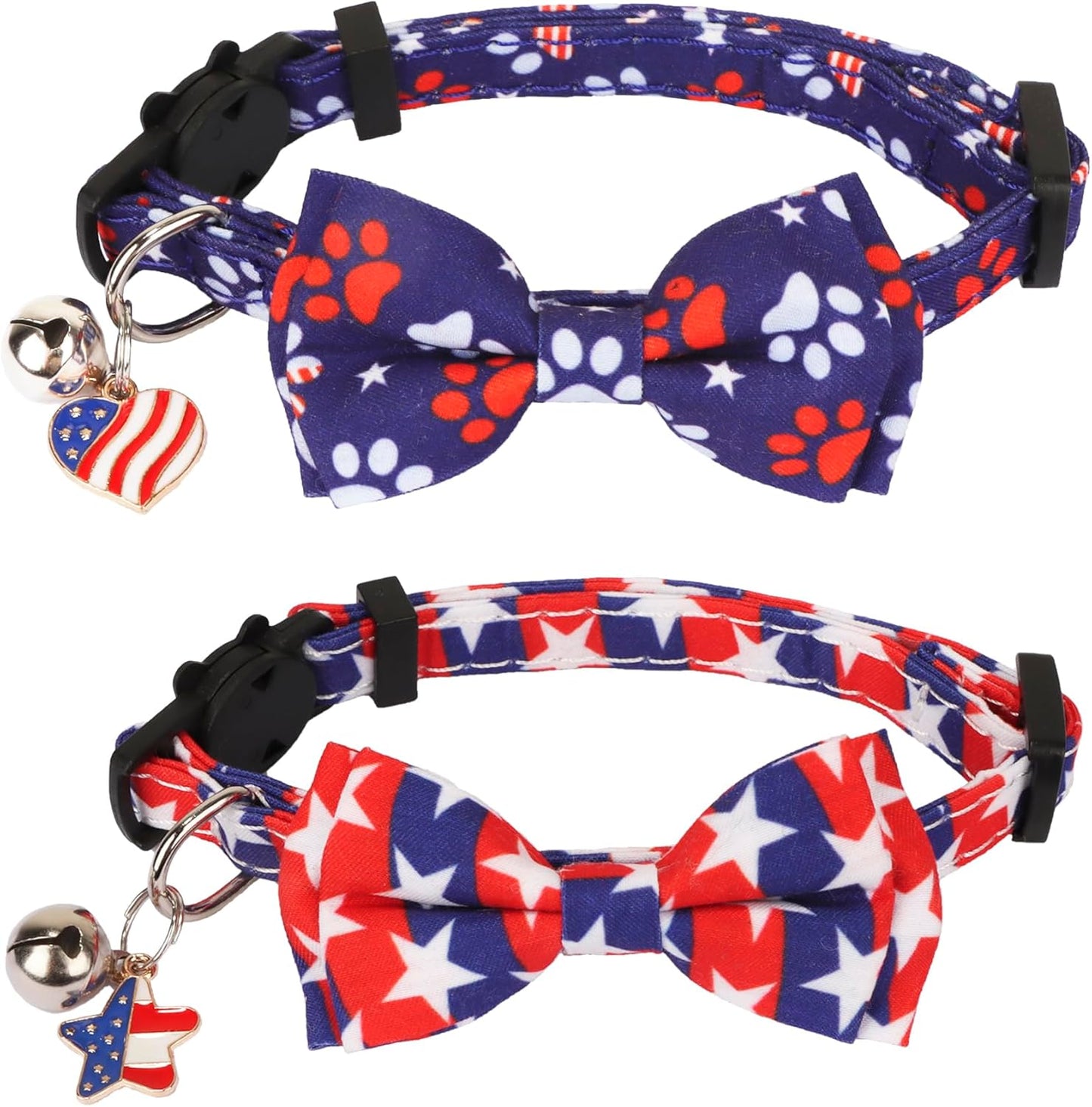 2 Pack Kitten / Cat Collar with Removable Bowtie
