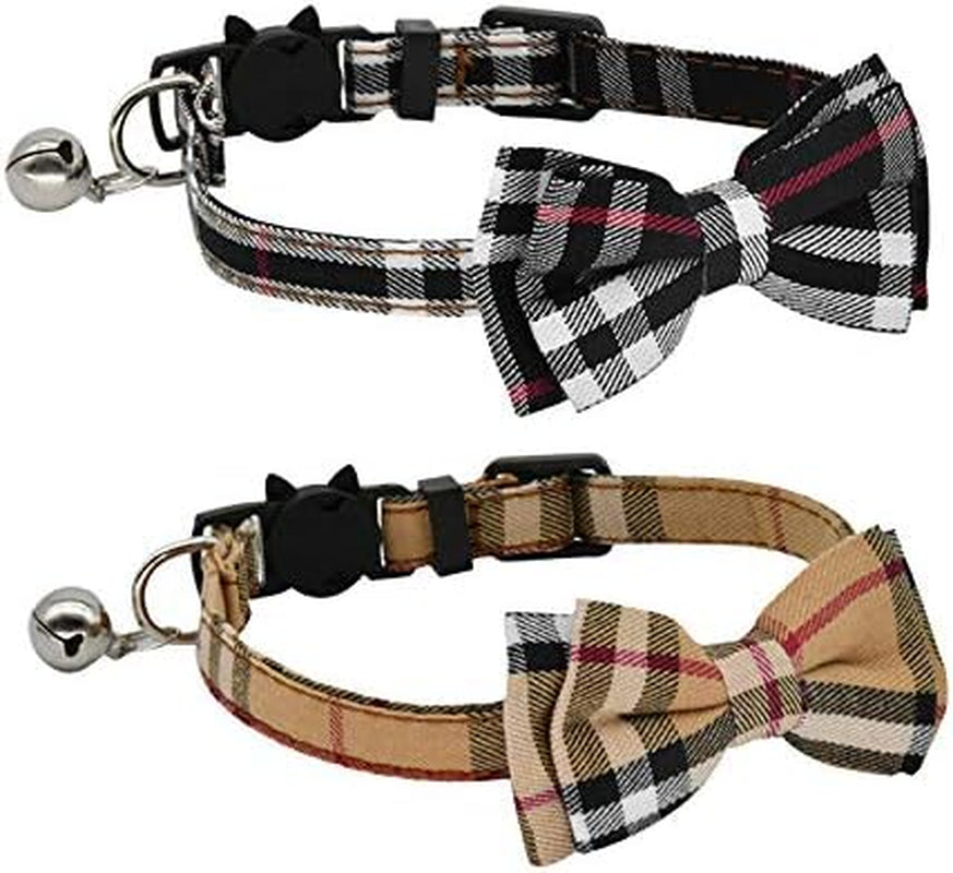 2 Pack/Set Cat Collar Breakaway with Cute and Bell for Kitty and Some Puppies, Adjustable from 7.8-10.5 Inch