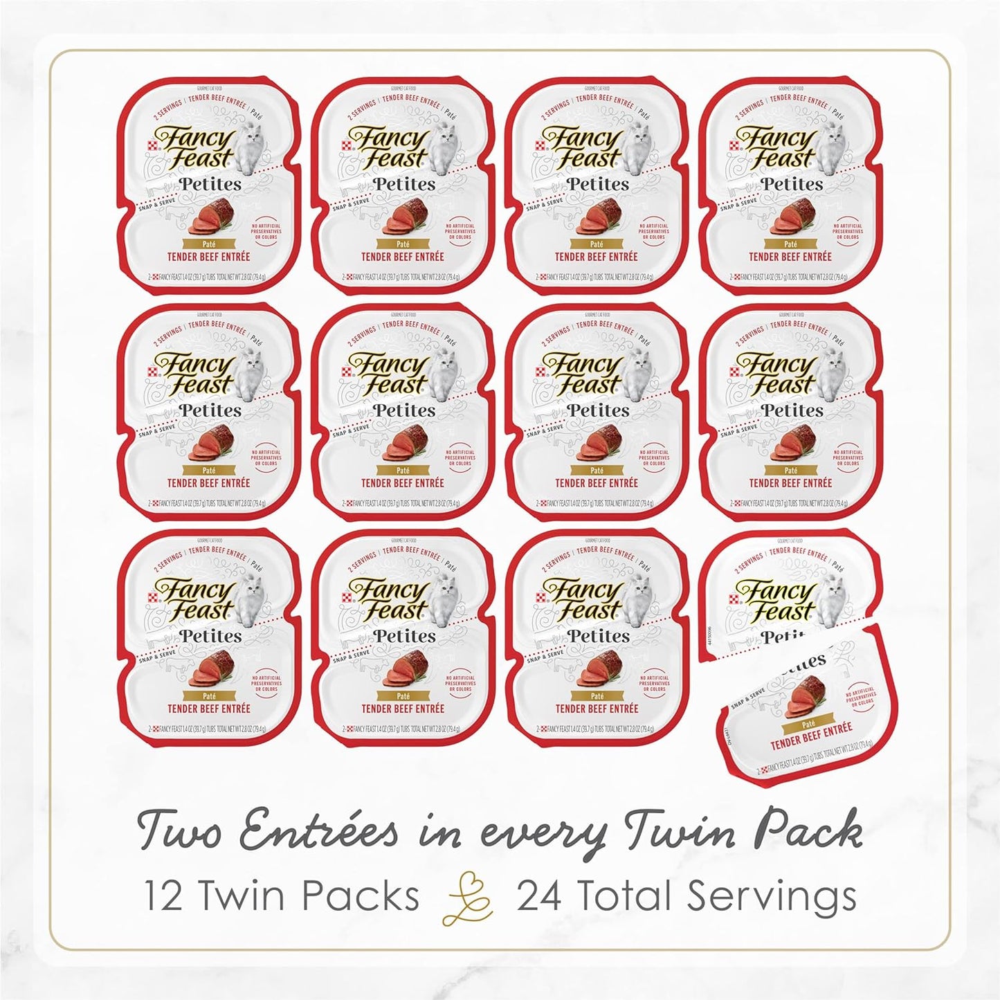 Purina Gourmet Pate Wet Cat Food, Petites Tender Beef Entree - (Pack of 12) 2.8 Oz. Tubs