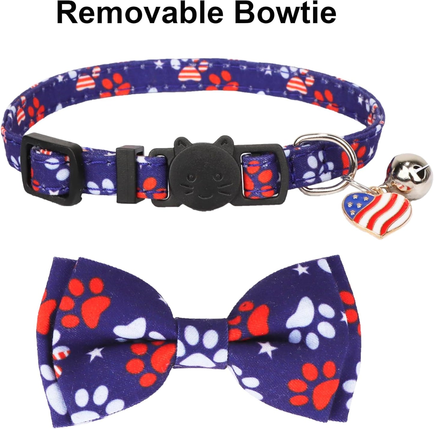 2 Pack Kitten / Cat Collar with Removable Bowtie