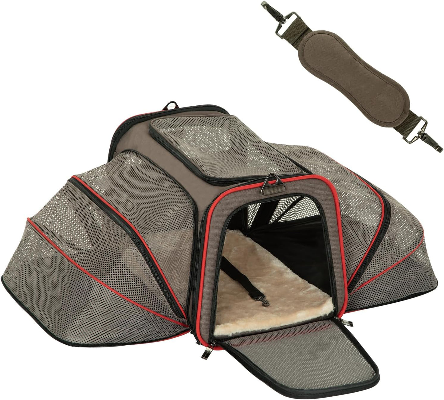 Expandable Cat Carriers Airline Approved, Cat Carrier Soft-Sided Portable Washable Pet Travel Carrier with Two Extension