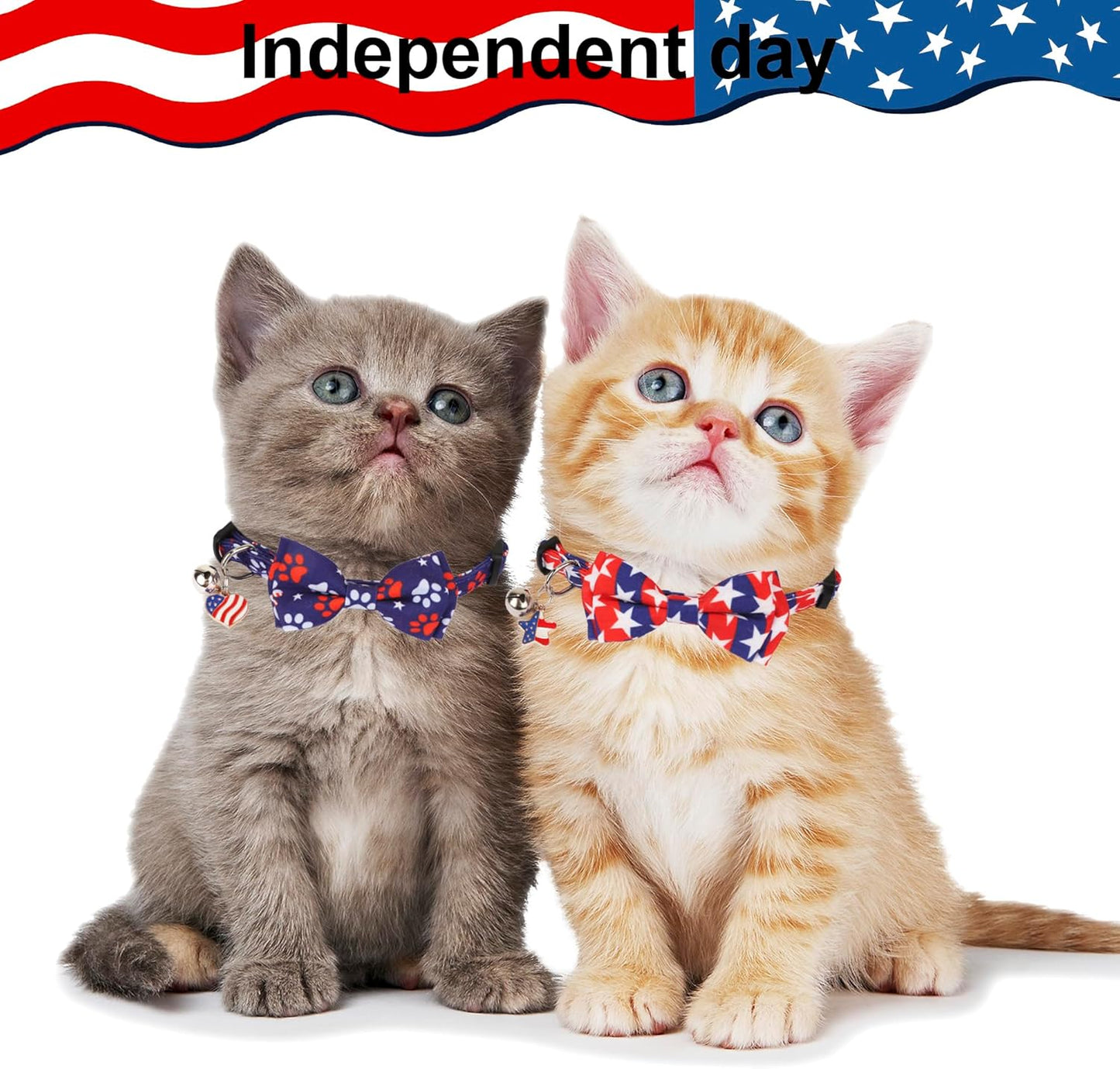 2 Pack Kitten / Cat Collar with Removable Bowtie