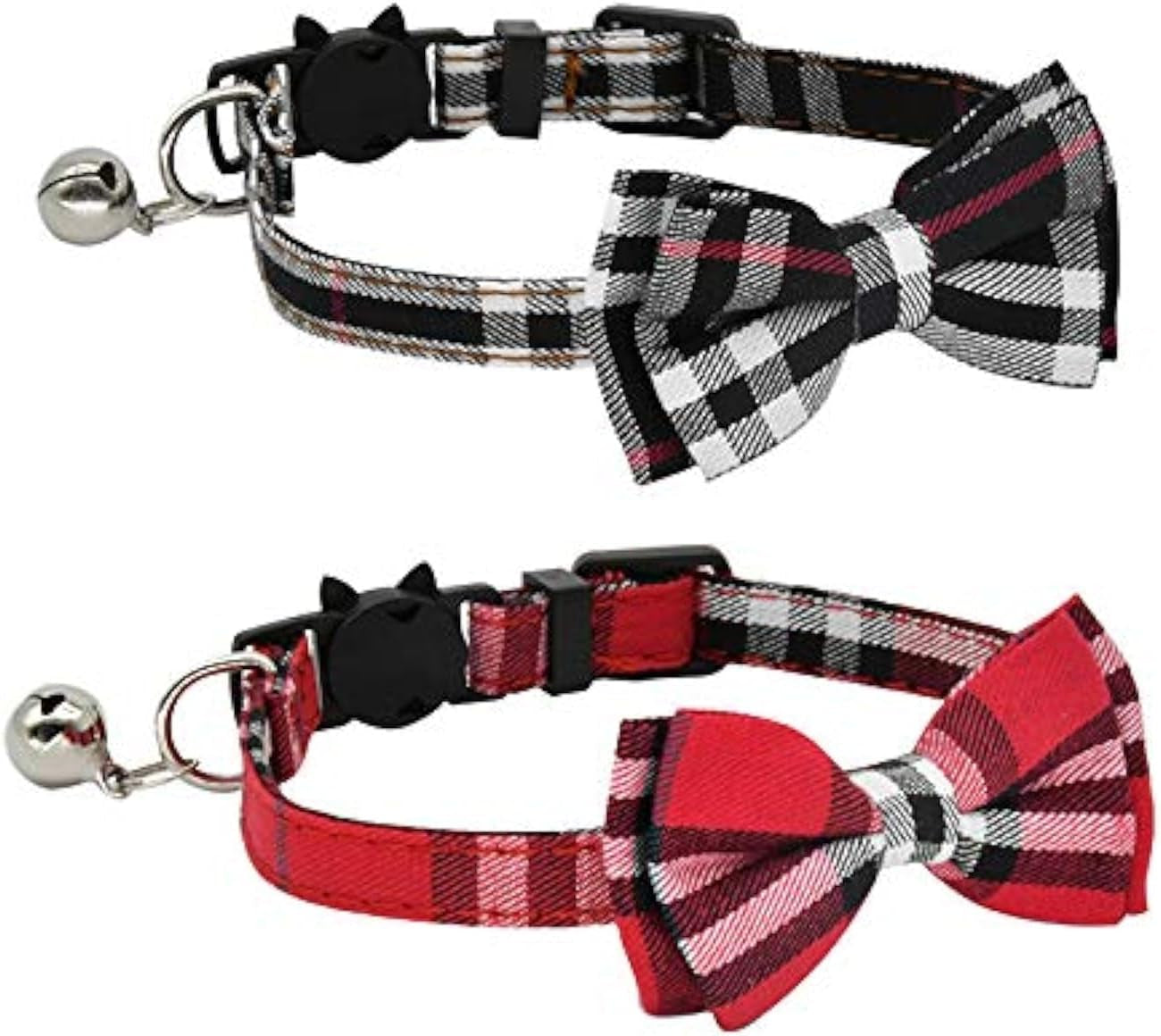 2 Pack/Set Cat Collar Breakaway with Cute and Bell for Kitty and Some Puppies, Adjustable from 7.8-10.5 Inch