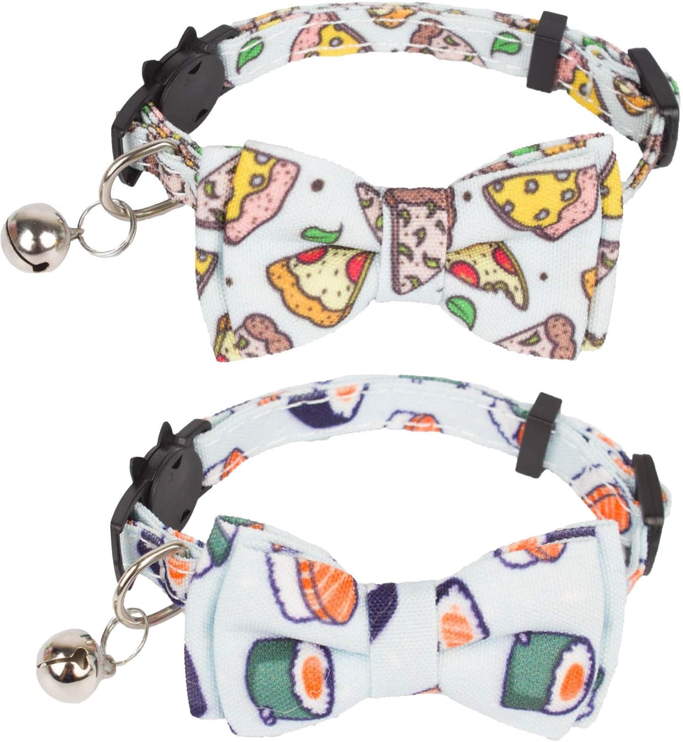 2 Pack Kitten / Cat Collar with Removable Bowtie