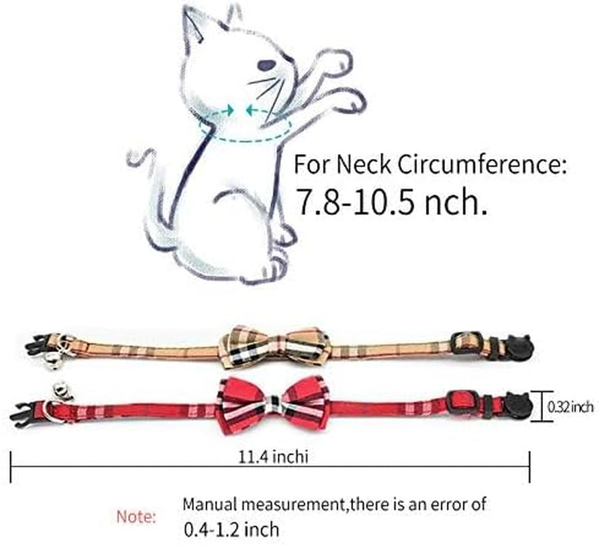 2 Pack/Set Cat Collar Breakaway with Cute and Bell for Kitty and Some Puppies, Adjustable from 7.8-10.5 Inch