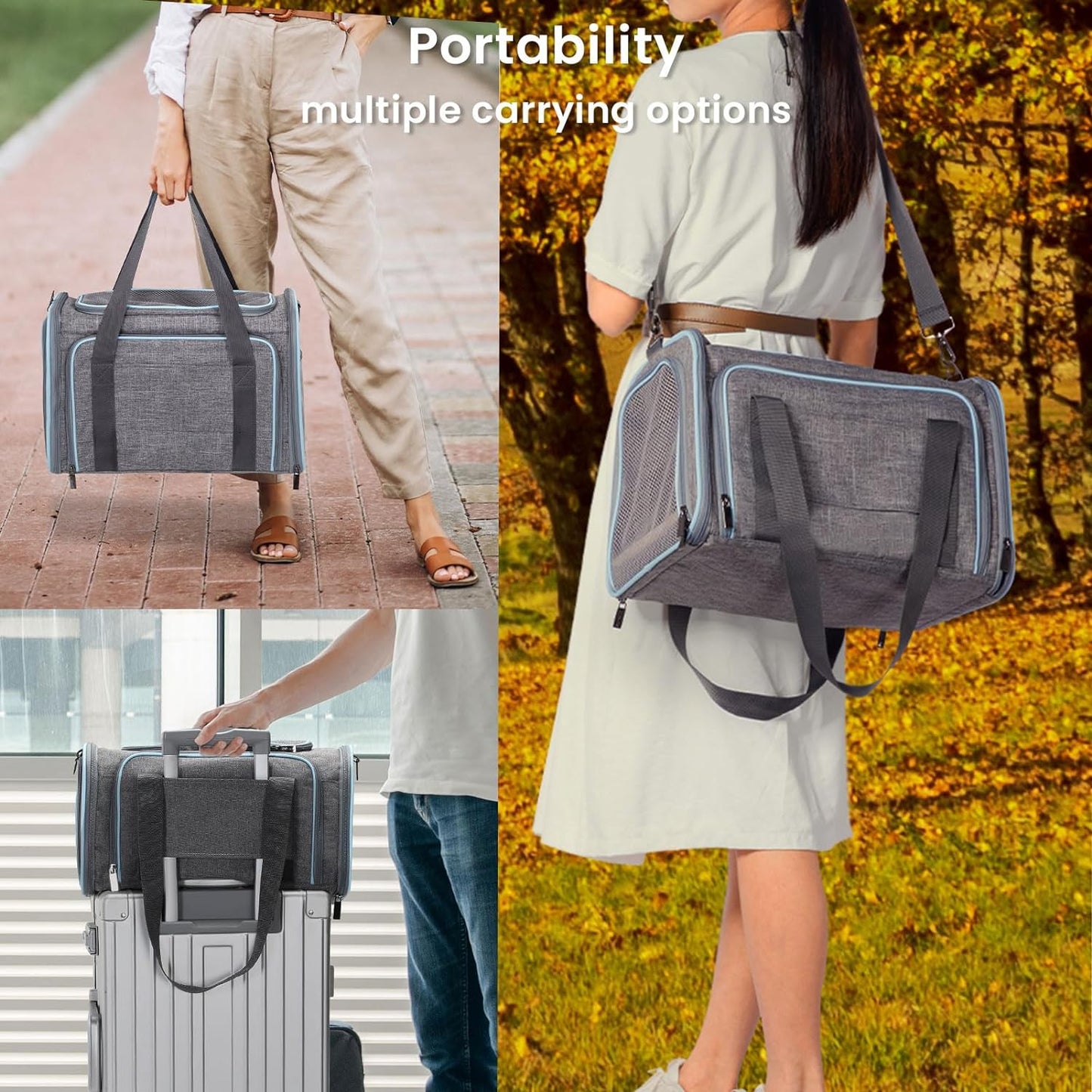Expandable Cat Carriers Airline Approved, Cat Carrier Soft-Sided Portable Washable Pet Travel Carrier with Two Extension