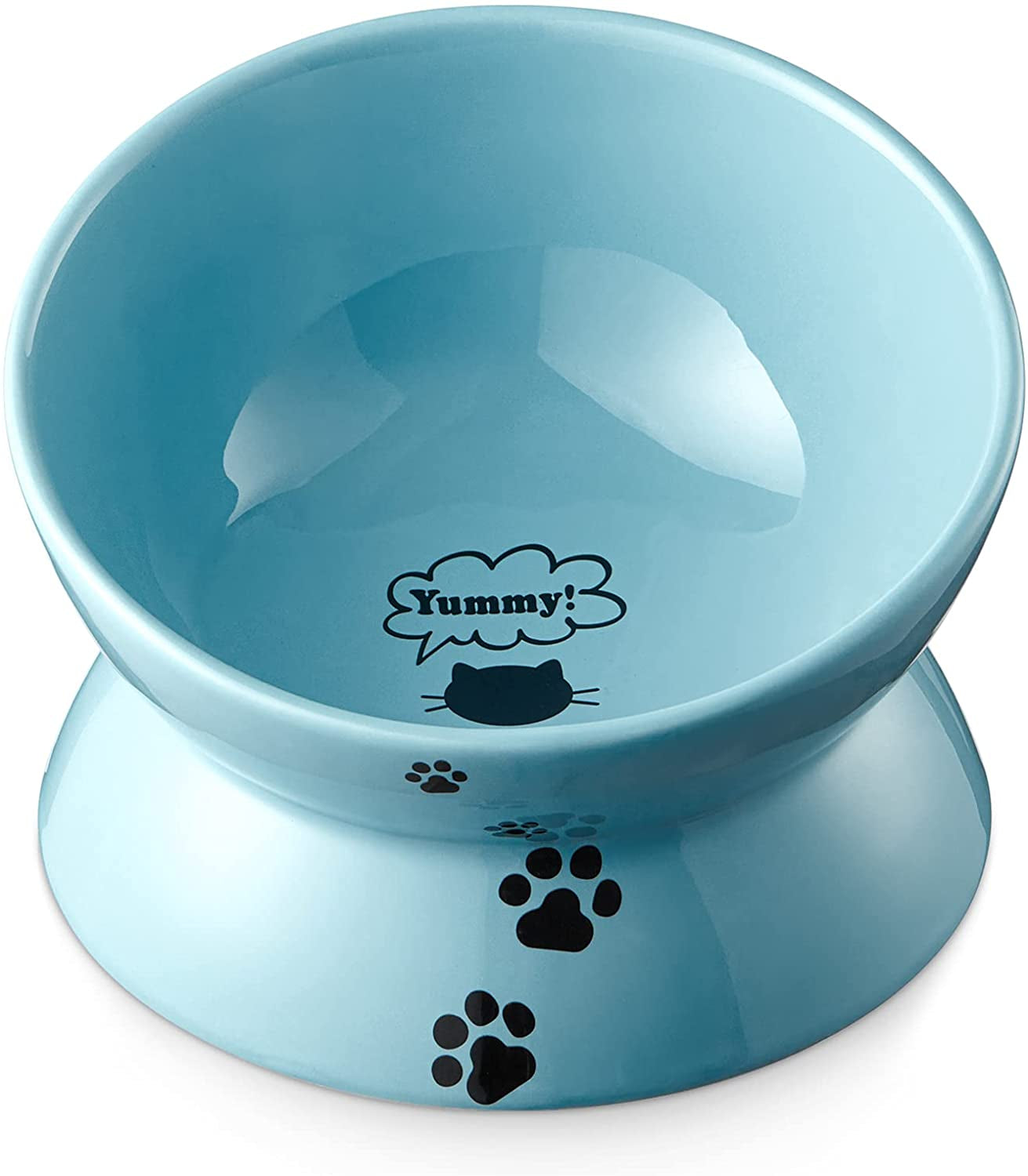 Cat Bowl anti Vomiting, Raised Food Bowls, Tilted Elevated Bowl, Ceramic Pet Food Bowl for Flat Faced Cats, Small Dogs, Protect Pet'S Spine, Dishwasher Safe (5 Inches, White)