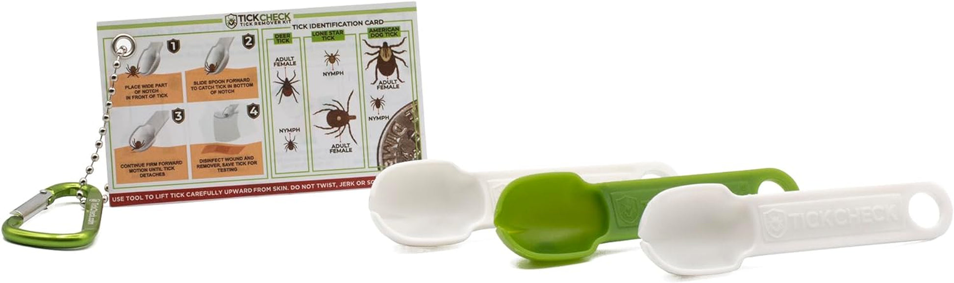 Tick Remover Spoon - 3 Pack of Lightweight Tick Remover Tools with Free Tick ID Card & Carabiner