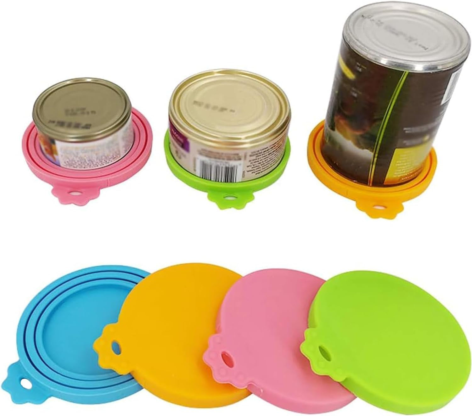 Food Can Lids, 4 Pcs Silicone Pet Food Can Covers for Cat Food, One Can Cap Fit Most Standard Size Cat Food Canned（Multicolor）…