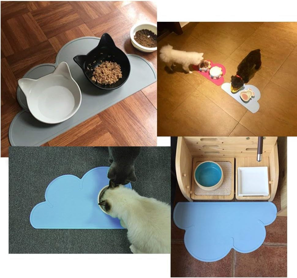 Pet Food Mats–Dog Cat Feeding Mat Top Grade Cloud Silicone Pad Anti-Slip Waterproof Anti-Slip Bowl Placemat (Lilac)