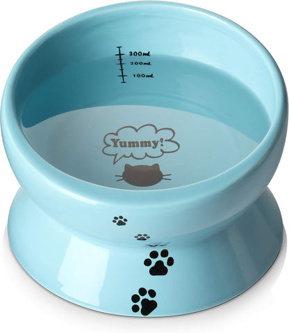 Cat Bowl anti Vomiting, Raised Food Bowls, Tilted Elevated Bowl, Ceramic Pet Food Bowl for Flat Faced Cats, Small Dogs, Protect Pet'S Spine, Dishwasher Safe (5 Inches, White)