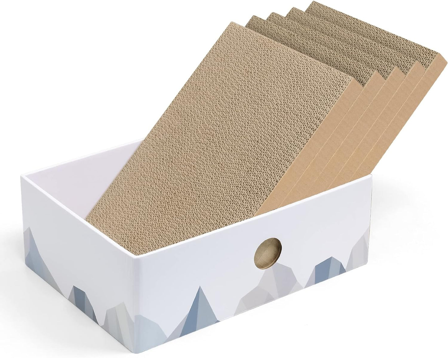 Cat Scratcher Box with 3-Layer Corrugated Pad, Heavy-Duty Double-Sided Cardboard Scratching Board & Bed