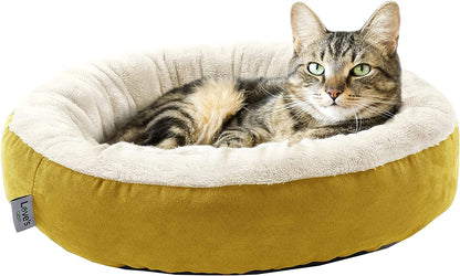 Round Donut Cat Cushion Bed, Anti-Slip & Water-Resistant Bottom, Super Soft Durable Fabric Pet Beds, Washable