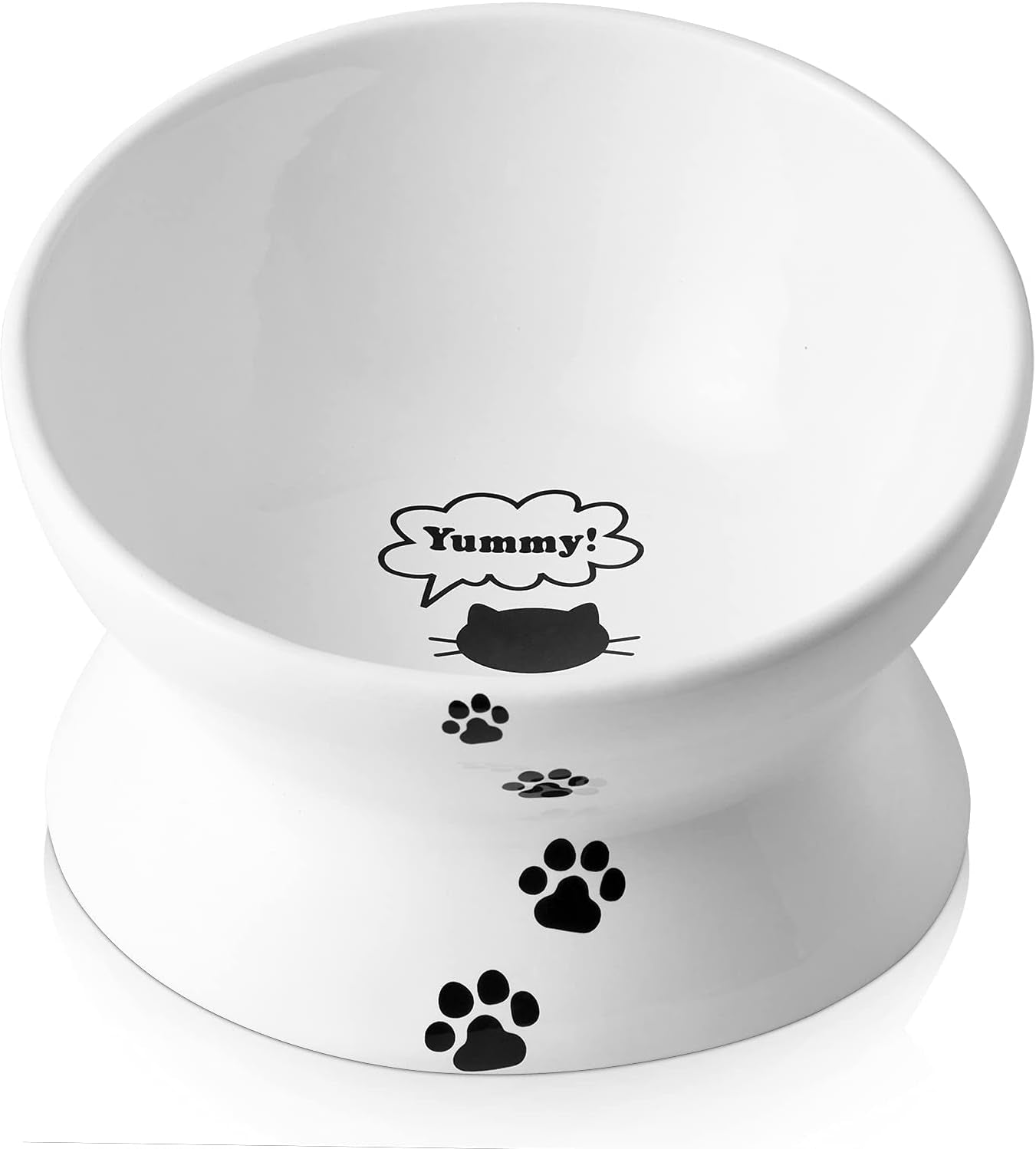 Cat Bowl anti Vomiting, Raised Food Bowls, Tilted Elevated Bowl, Ceramic Pet Food Bowl for Flat Faced Cats, Small Dogs, Protect Pet'S Spine, Dishwasher Safe (5 Inches, White)