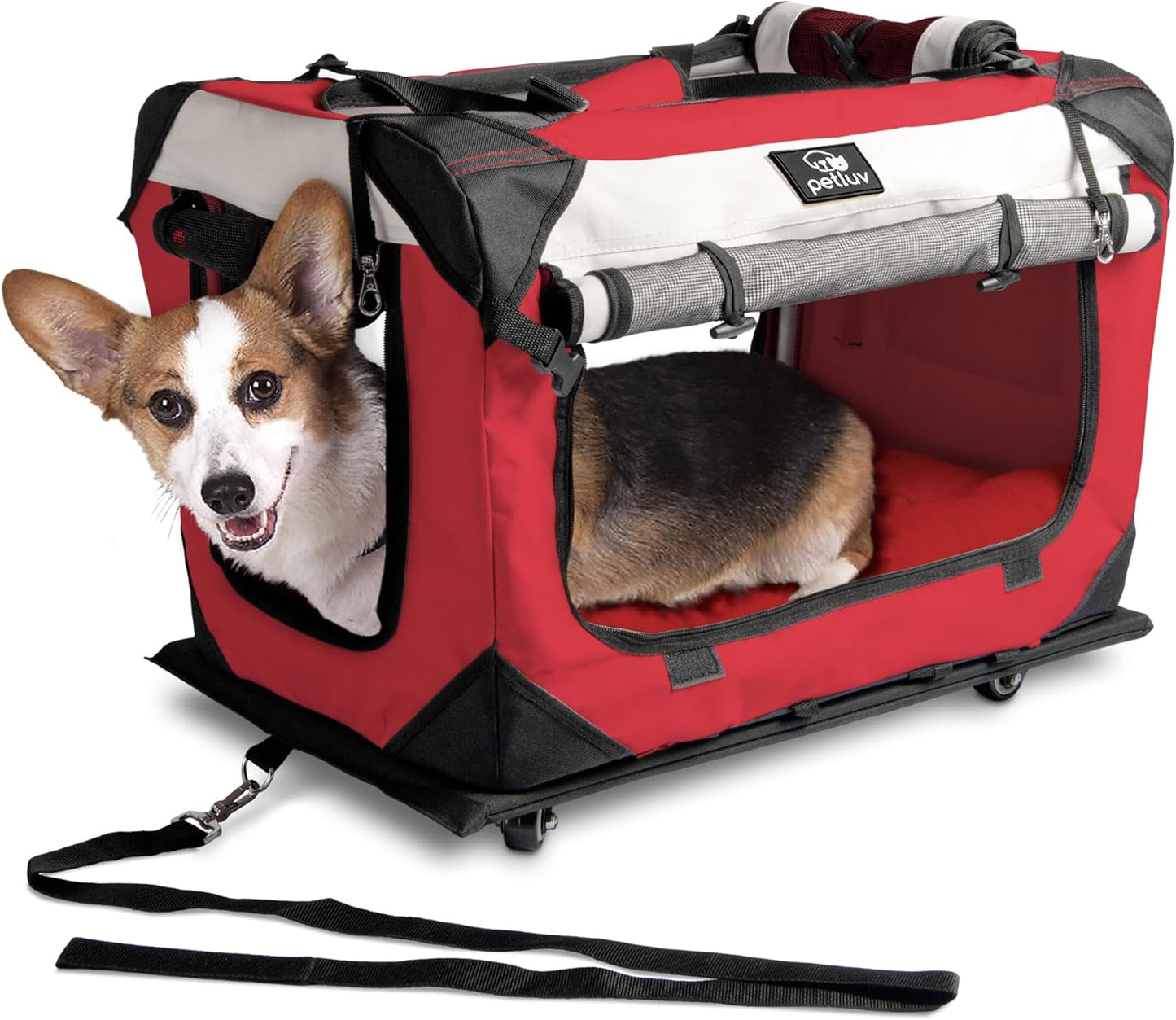 Cat & Dog Carrier for 2 Cats or Medium Dogs, Soft-Sided, Collapsible with Locking Zippers, Portable Travel Bag with Soft Bed