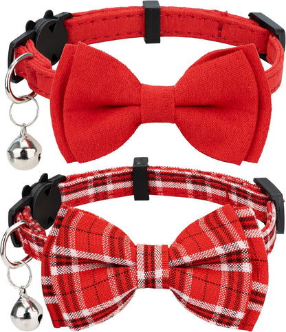 Adjustable Cat Collar Breakaway Bowtie Safety with Bell 