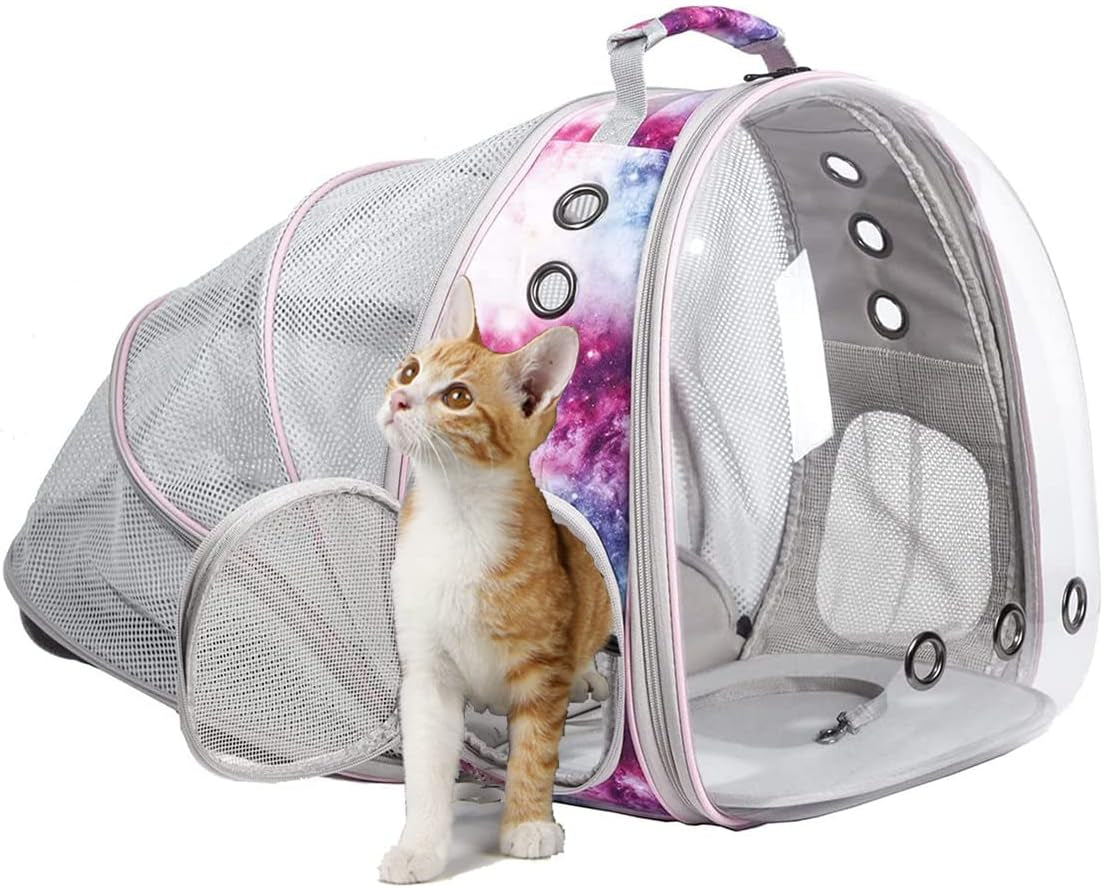 Cat Travel Backpack with Fan, Fit up to 12 Lbs, Space Capsule Astronaut Clear Bubble Window Pet Backpack for Cats