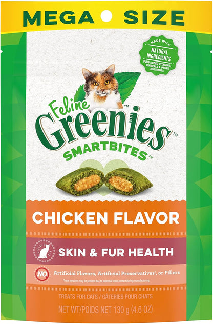 Feline Smartbites Skin & Fur Health Crunchy and Soft Textured Adult Natural Cat Treats