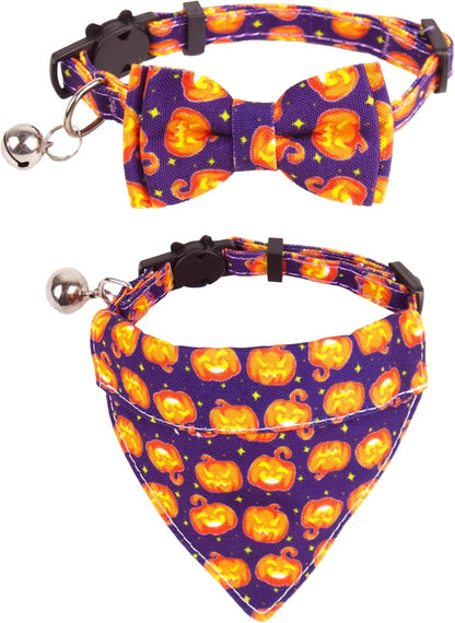 2 Pack Kitten / Cat Collar with Removable Bowtie 