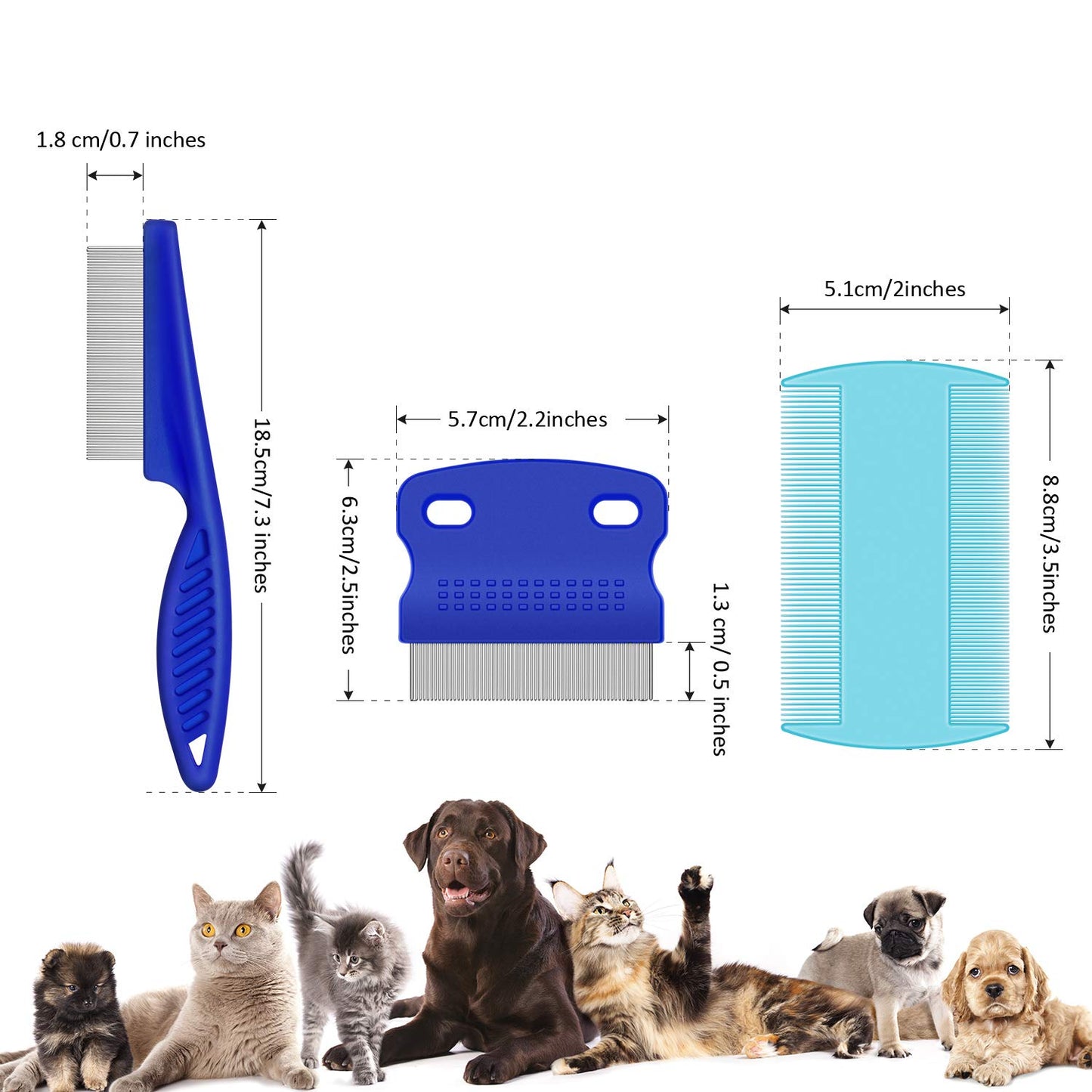 6 Pieces Pet Lice Combs Grooming Flea Cat Tear Stain Comb for Removal Dandruff, Hair Stain, Nit