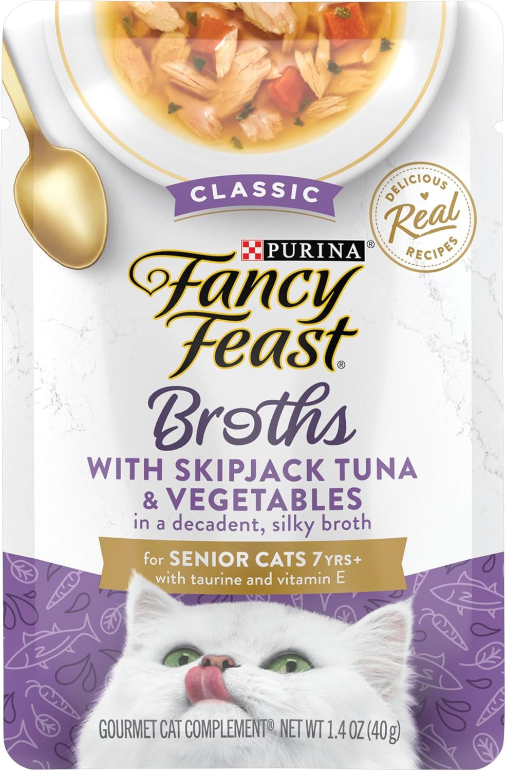 Purina  Lickable Senior Cat Food Broth Topper Creamy with White Meat Chicken - (Pack of 16) 1.4 Oz. Pouches