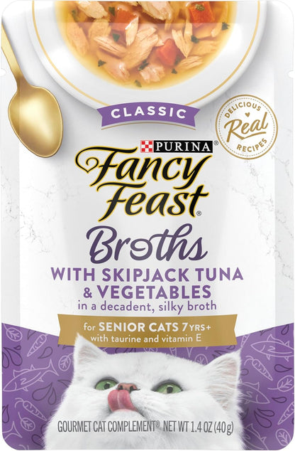 Purina  Lickable Senior Cat Food Broth Topper Creamy with White Meat Chicken - (Pack of 16) 1.4 Oz. Pouches