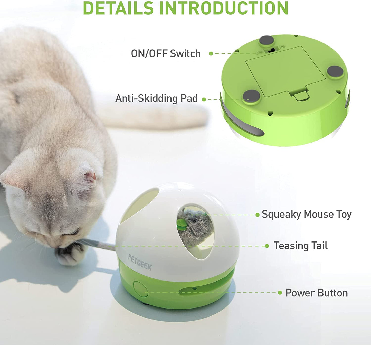 Hidey Mouse Electronic Interactive Cat Toy, Hide Mouse Cat Toy with Squeaky Mouse, Automatic Cat Toys with Catnip Filled Hidey Mouse, Cat Toys Interactive for Indoor Cats Play