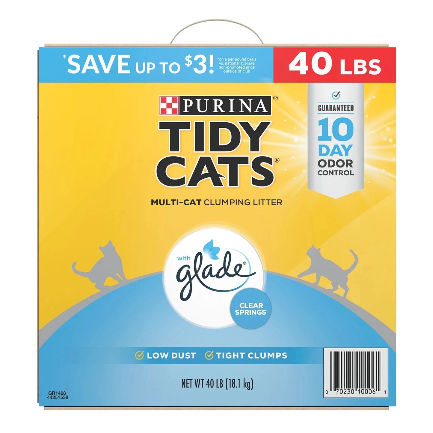 Tidy Cats Multi-Cat Clumping Litter, Clear Springs Scent (40 Pounds)