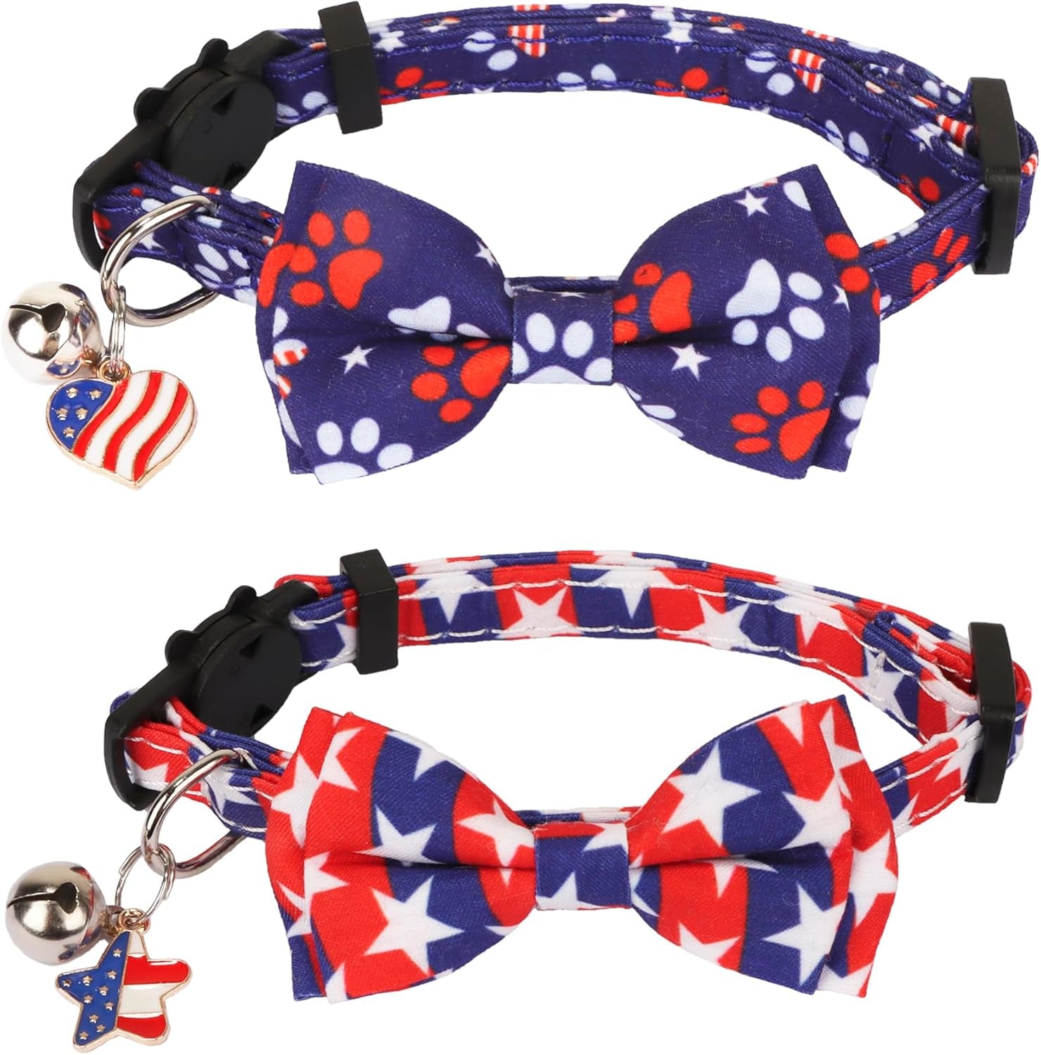 2 Pack Kitten / Cat Collar with Removable Bowtie 