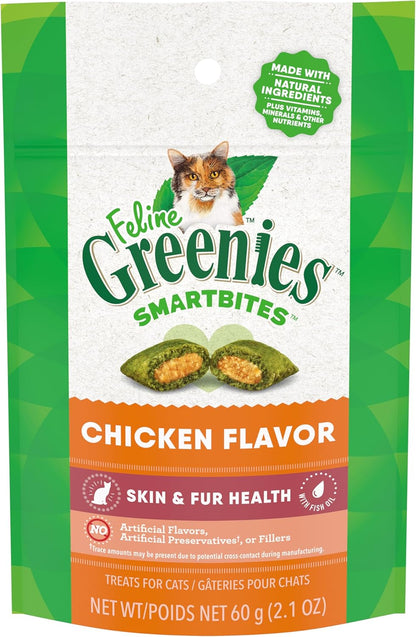 Feline Smartbites Skin & Fur Health Crunchy and Soft Textured Adult Natural Cat Treats