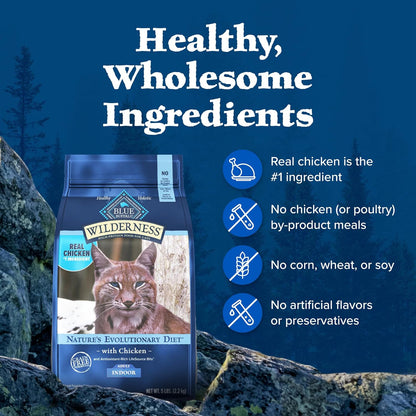 Blue Buffalo Wilderness Nature'S Evolutionary Diet High-Protein, Grain-Free Natural Dry Food for Adult Cats, Chicken