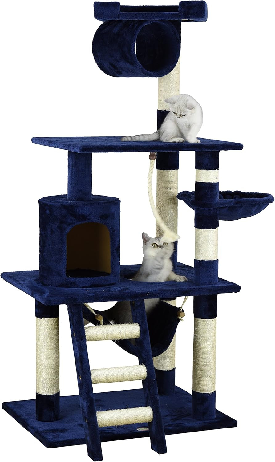 Classic Cat Tree, Faux Fur Finish, Sisal Rope Scratcher, 62"H