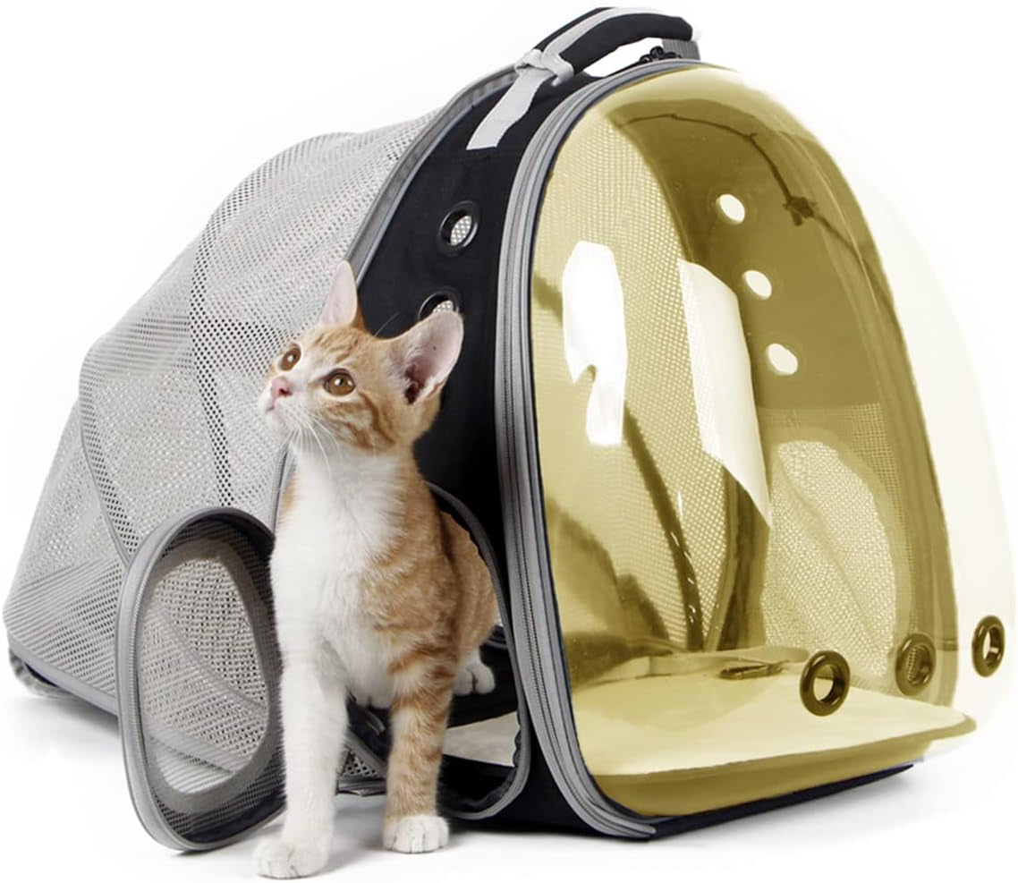 Cat Travel Backpack with Fan, Fit up to 12 Lbs, Space Capsule Astronaut Clear Bubble Window Pet Backpack for Cats