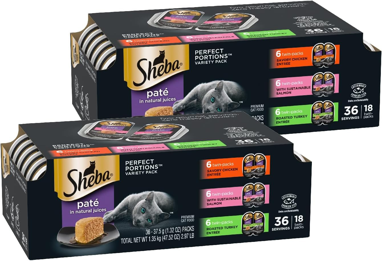 Perfect Portions Wet Cat Food Pate with Sustainable Salmon, Signature Seafood Entree, and Tender White Fish and Tuna Entree Variety Pack