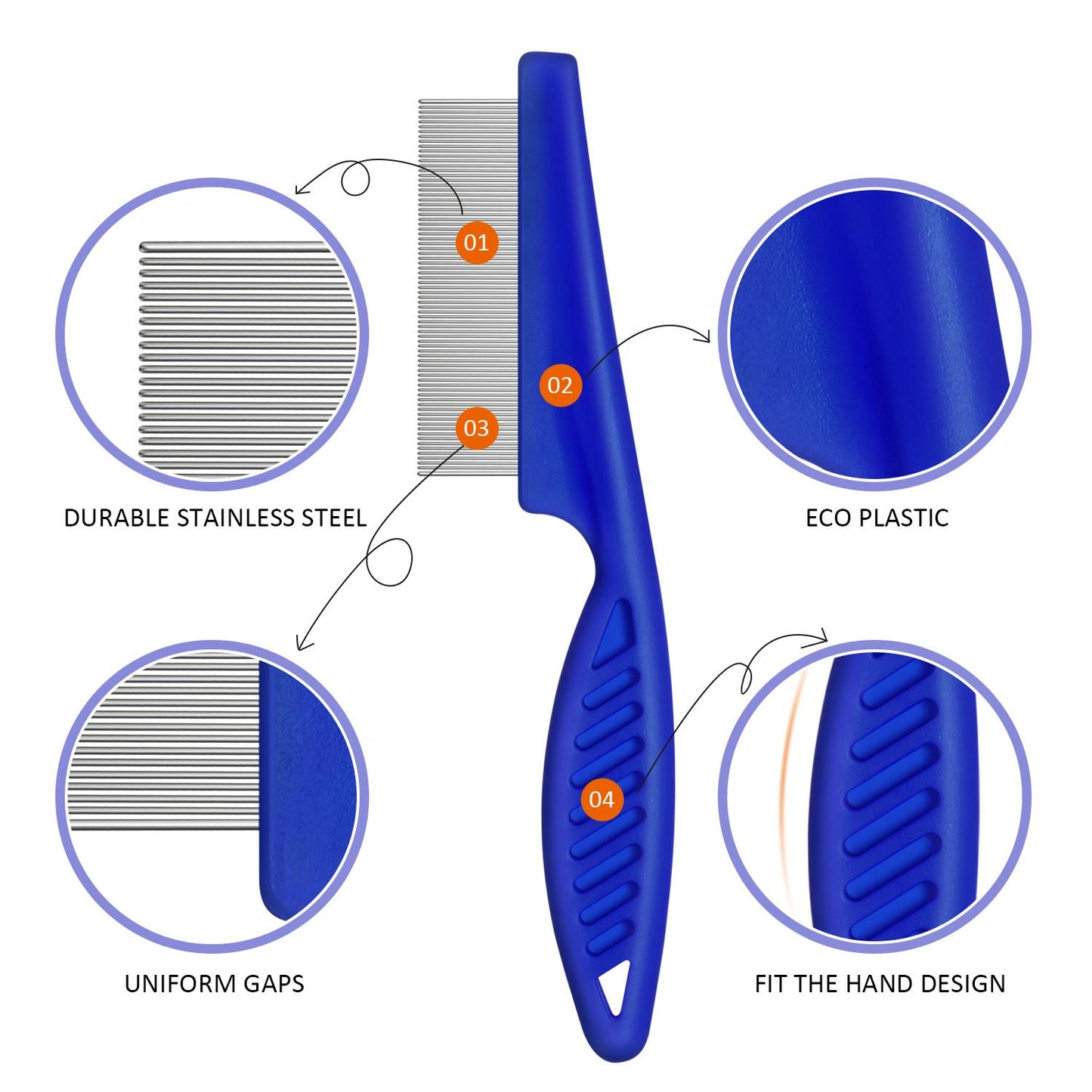 6 Pieces Pet Lice Combs Grooming Flea Cat Tear Stain Comb for Removal Dandruff, Hair Stain, Nit