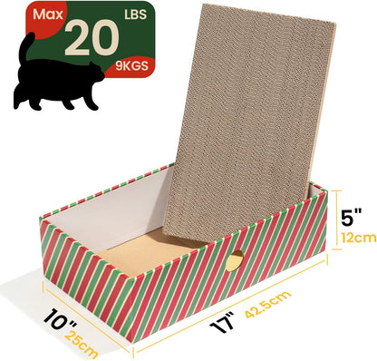 Cat Scratcher Box with 3-Layer Corrugated Pad, Heavy-Duty Double-Sided Cardboard Scratching Board & Bed