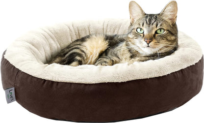 Round Donut Cat Cushion Bed, Anti-Slip & Water-Resistant Bottom, Super Soft Durable Fabric Pet Beds, Washable