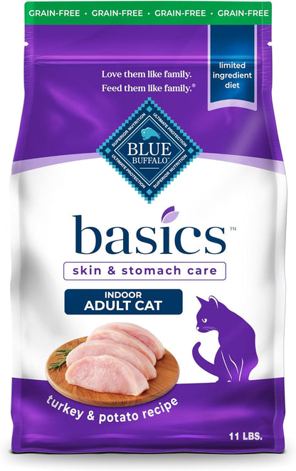 Basics Grain-Free Dry Cat Food, Skin & Stomach Care, Limited Ingredient Diet for Indoor Cats, Turkey & Potato Recipe