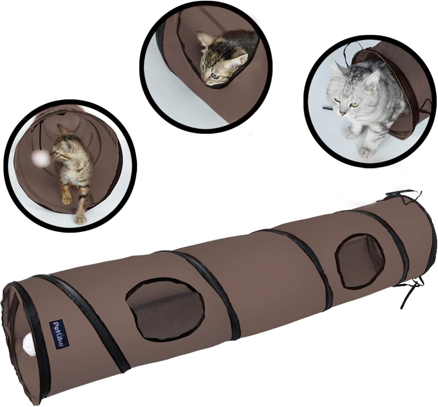 Cat Tunnel for Indoor Cats Collapsible Pop-Up Pet Tube Peek Hole Hideaway Play Toys for Cats with Ball