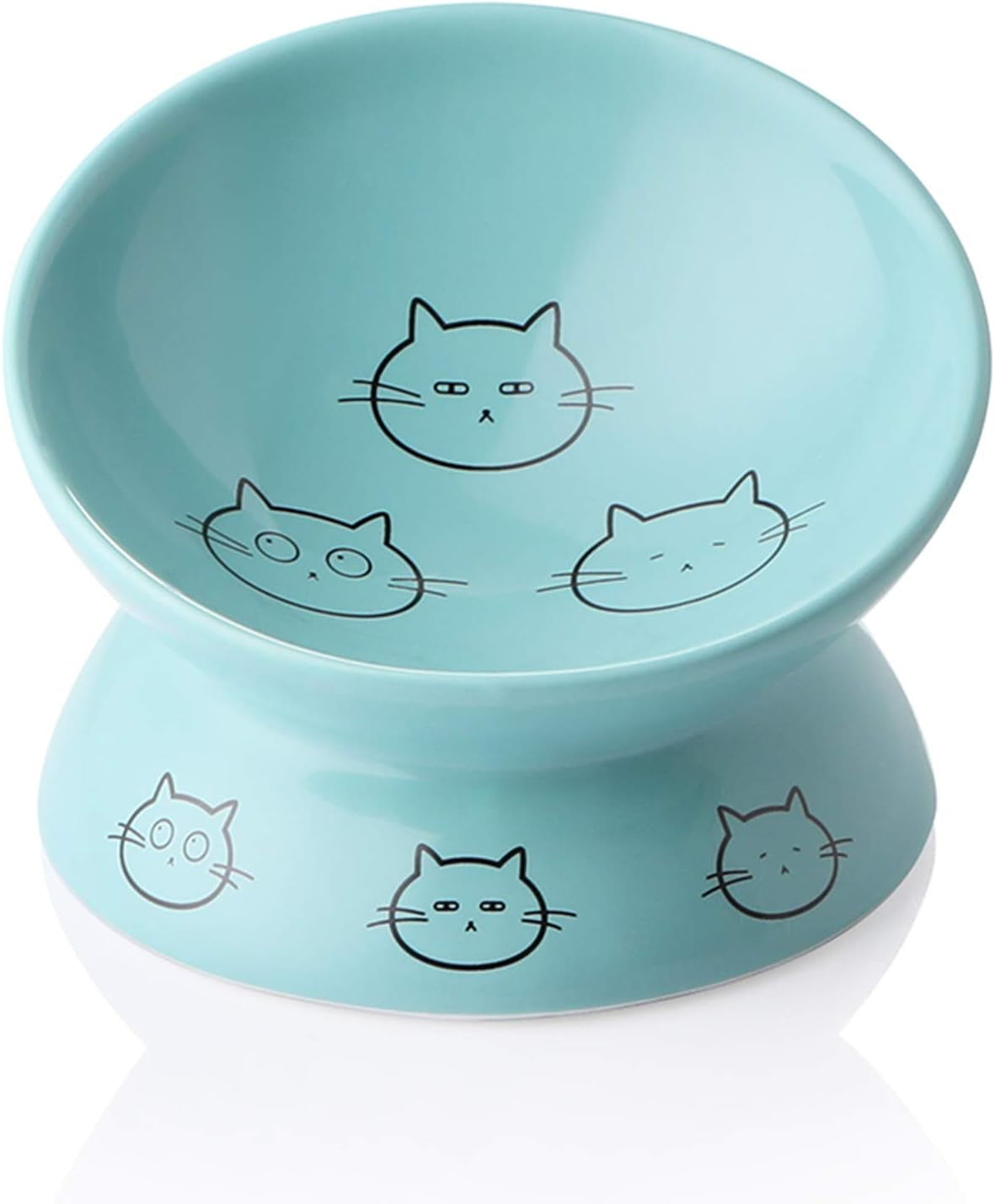 Ceramic Raised Cat Bowls, Slanted Cat Dish Food or Water Bowls, Elevated Porcelain Pet Feeder Bowl Protect Cat'S Spine, Stress Free, Backflow Prevention (White)