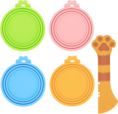 Food Can Lids, 4 Pcs Silicone Pet Food Can Covers for Cat Food, One Can Cap Fit Most Standard Size Cat Food Canned（Multicolor）…