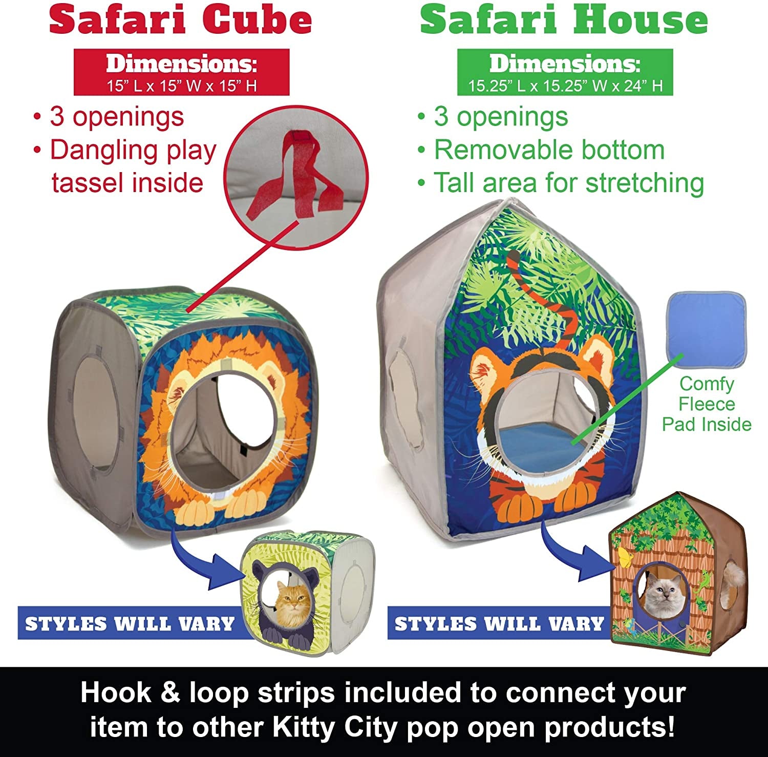 Safari Jungle Collapsible Cat Toy Collection, Cube