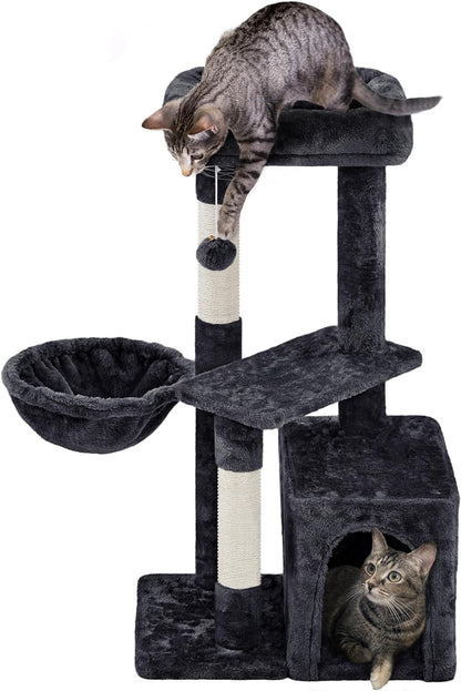 Cat Tree, 34In Cat Tower, Multi-Level Cat Condo with Extra Scratch Boards and Sisal Posts as Kitty Activity Center Cat Stand Tree for Indoor Cats