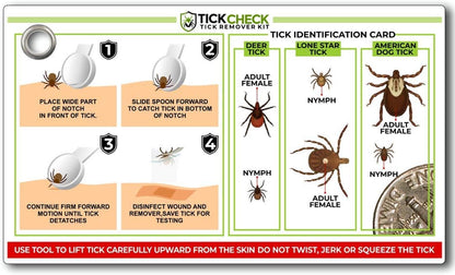 Tick Remover Spoon - 3 Pack of Lightweight Tick Remover Tools with Free Tick ID Card & Carabiner