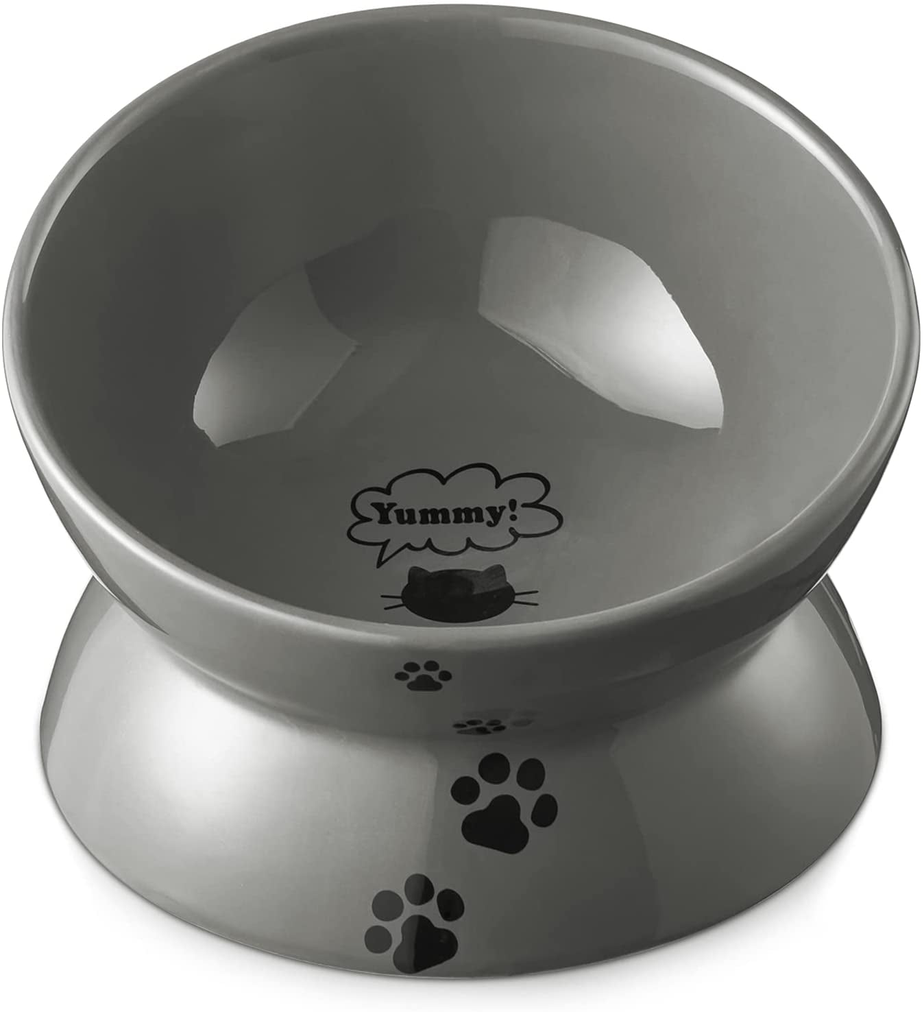 Cat Bowl anti Vomiting, Raised Food Bowls, Tilted Elevated Bowl, Ceramic Pet Food Bowl for Flat Faced Cats, Small Dogs, Protect Pet'S Spine, Dishwasher Safe (5 Inches, White)