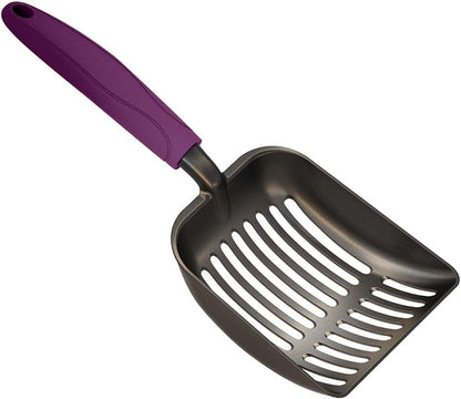 Cat Litter Scoop, Non-Stick Plated Aluminum Alloy Sifter, Kitty Durable Metal Scooper, Deep Shovel, Long Handle, Kitten Pooper Lifter, Size Large