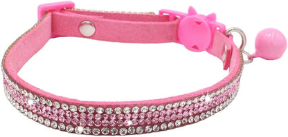 Basic Adjustable Cat Collar Bling Diamond Breakaway with Bell