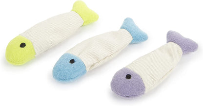 (3 Count) Fish Flop Crinkle Catnip Cat Toys - Multi Color, 3 Count