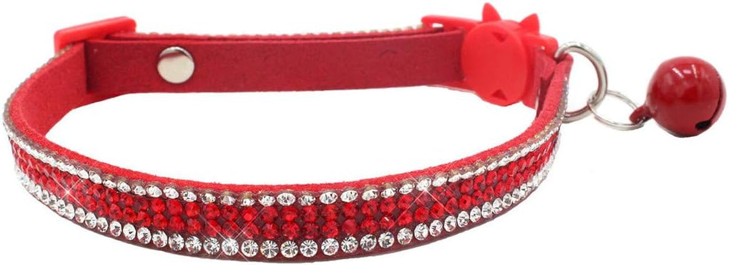 Basic Adjustable Cat Collar Bling Diamond Breakaway with Bell